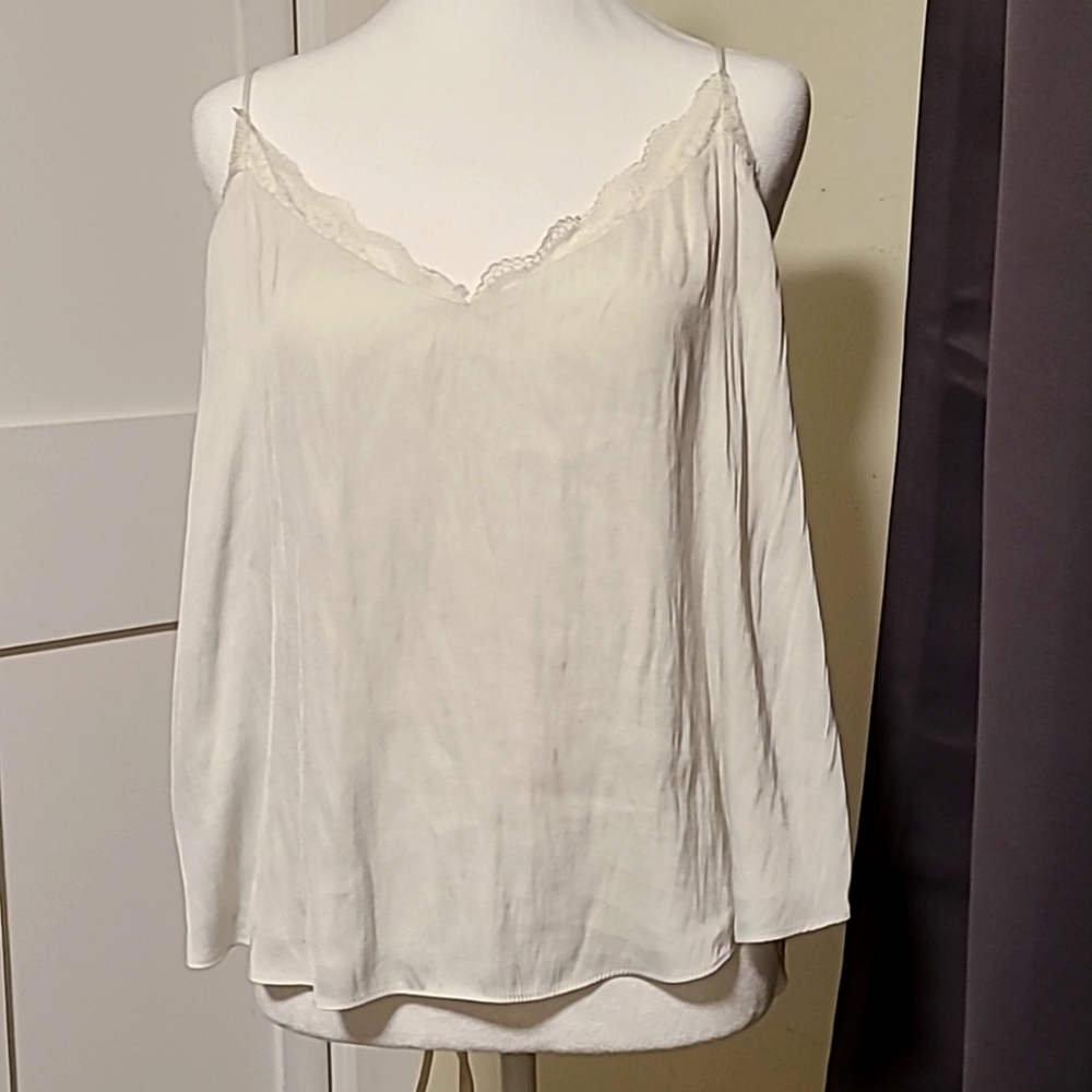 Evereve white camisole top, large
